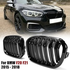 PAIR FRONT BUMPER KIDNEY GRILL GRILLE GLOSS BLACK FOR BMW F20 F21 1 SERIES 15-19