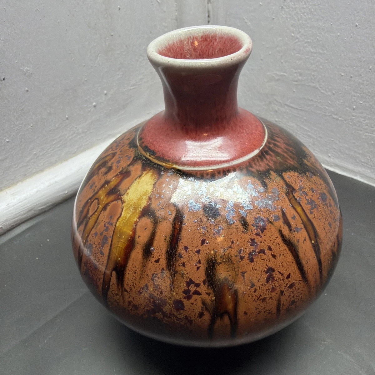 陶瓷红色复古原版古董日本花瓶| eBay