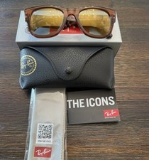 Ray-Ban Mega Wayfarer Havana Transparent Brown Gold Mirror RB0840S Sunglasses