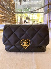 Chanel Coco Love Lambskin Plexiglass Quilted Flap Bag Black AUTH EUC DDP