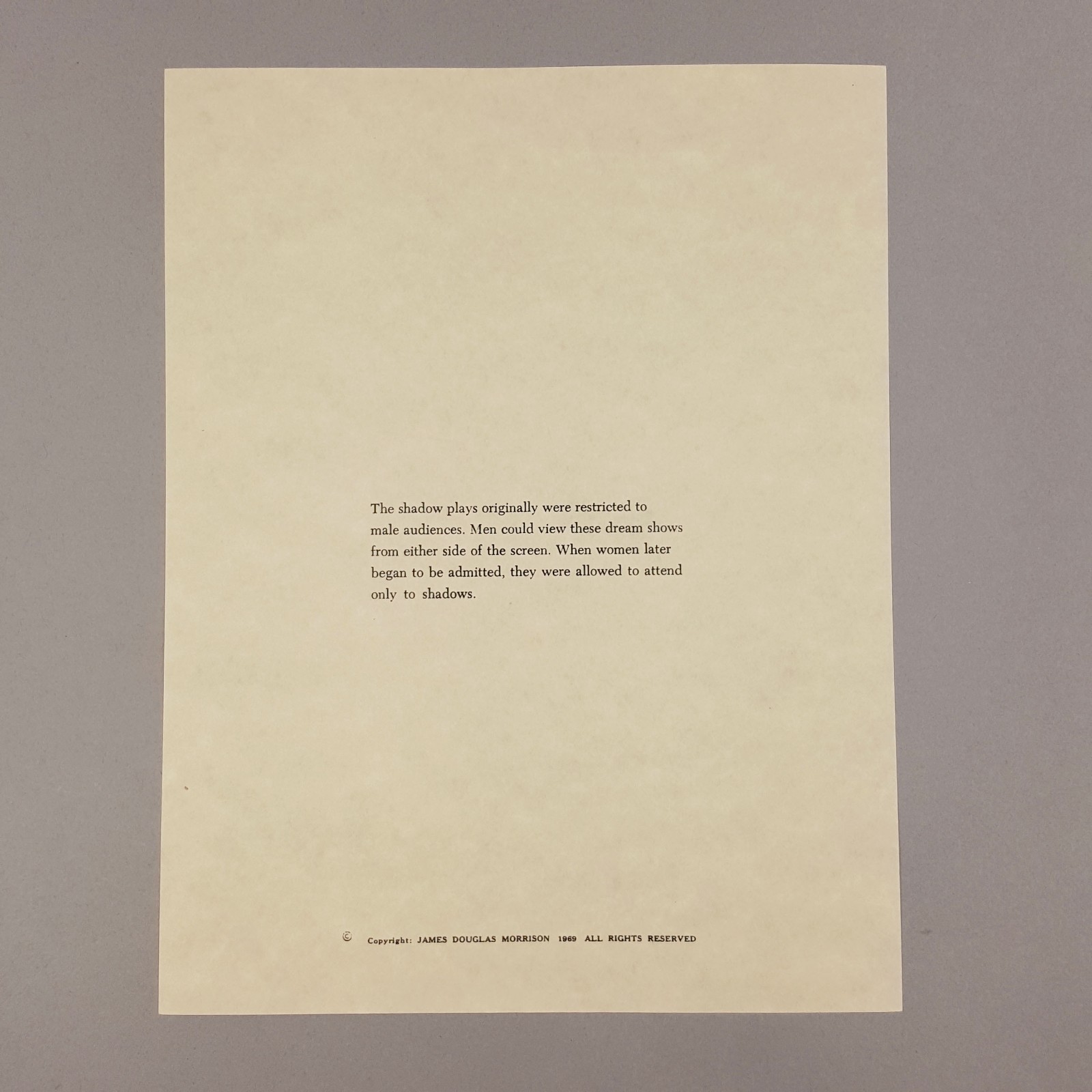 The Doors Movie Production Used Jim Morrison Poem "Shadow" Val Kilmer Prop