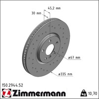 2X Zimmermann 150.2944.52 Bremsscheibe FüR Mini Clubman Countryman F56 F55 F57