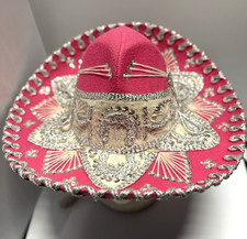 Vintage Authentic Kids Size Made in Mexico, Mexican Mariachi Sombrero Pink