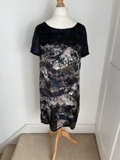 Great Plains Black Navy Multi Patterned Shift Dress Size M