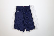 Vintage 90s Rawlings Mens 32 Color Block Silky Nylon Baseball Shorts Navy Blue