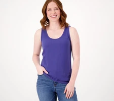 Candace Cameron Bure Women's Top Sz M Scoop Neck Jersey Knit Tank Blue A603958