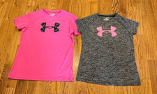 2 Girl's Under Armour Loose Heat Gear Shirt, Size YMD