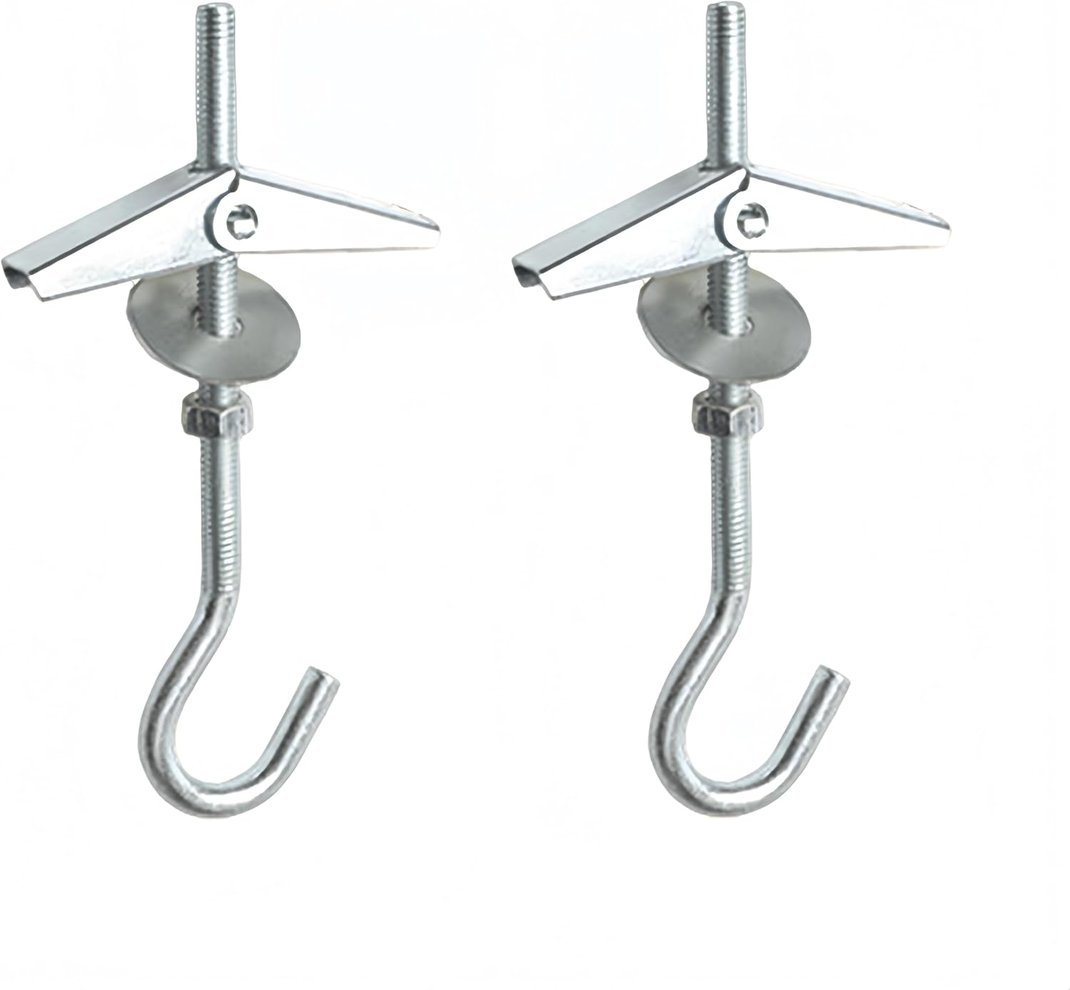 2 Pcs Silver Ceiling Hooks M4/90mm Wing Spring Toggle for Plants, Lights & Decor