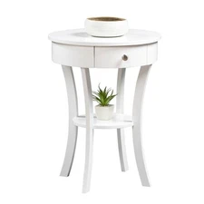 Maklaine Elegant Wood Modern Traditional End Table in White Finish