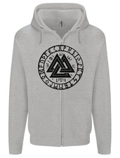 Valknut Circle With Viking Text Black Print Mens Zip Up Hoodie