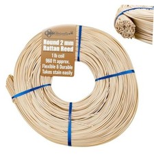 Round Rattan Reed - 1 Pound Coil - Basket Weaving, Wicker Furniture Making 2 mm