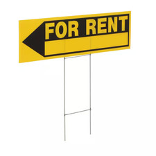 6 In. X 24 In. Plastic for Rent Yard Sign and Holder