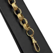 9CT GOLD ON SILVER 9 INCH BELCHER BRACELET - 10MM SOLID