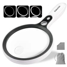 Large Magnifying Glass with 37 LED Light, 10X 20X 45X Handheld Illuminated Li...