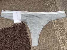 nwt CALVIN KLEIN ONE cotton Thong panty QD3783 Gray Small