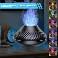 7Colors LED Light Aroma Volcano Fire Flame Diffuser Humidifier Essential Oil USB
