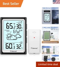 Large Display Wireless Indoor Outdoor Thermometer with Atomic Clock Precision