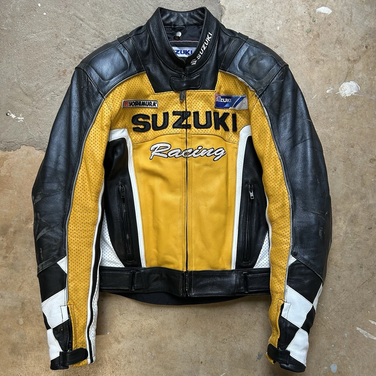 Manteau Cuir Suzuki Rouge – Biker Coat Moto MotoGP, Protections CE, Homme