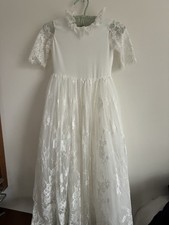 Girls Flowe Girl/ First Communion Lace Dress - White - Size 9/10 Custom 901