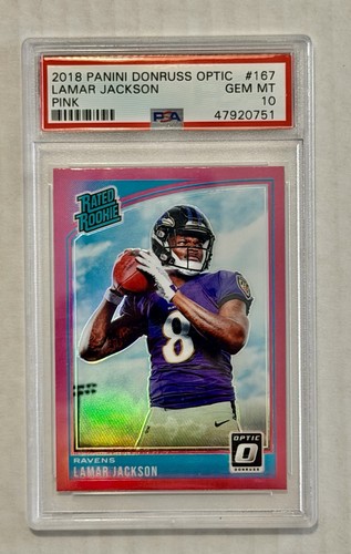 2018 Donruss Optic Pink Lamar Jackson RC PSA 10 Gem Mint #167 Ravens