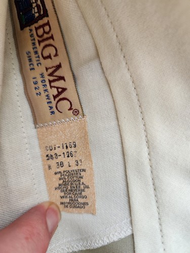 Vintage Big Mac Poplin Work Pants Men's 38x33 Beige Permanent Press USA Made NEW - Picture 7 of 10