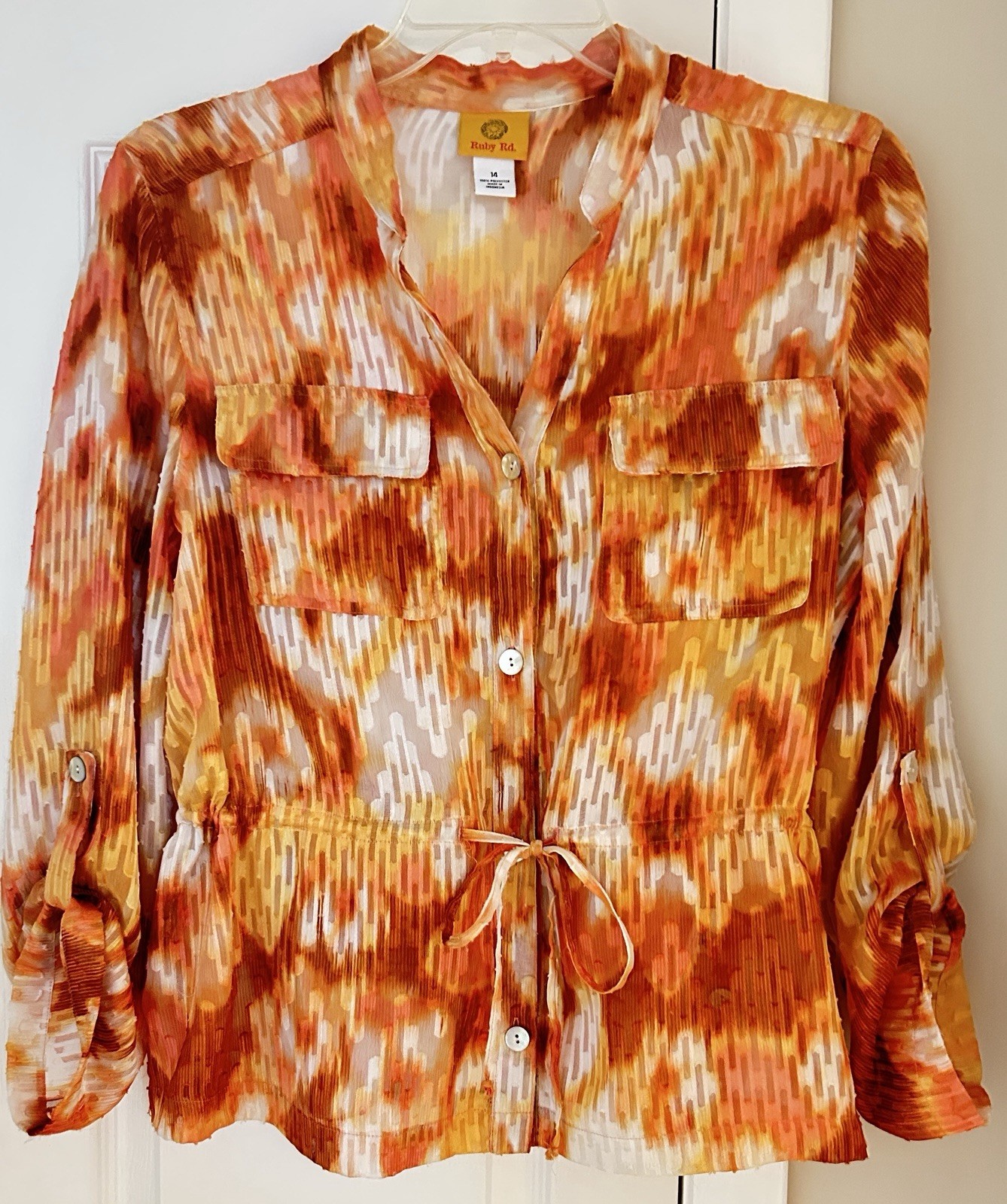 Ruby Rd Women’s M Button Top 3/4 Button Tab Sleev… - image 1