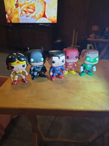 2010 Super Hero Funko Pop Lot Batman Superman Wonder Woman Flash Green Lantern