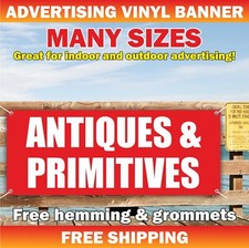 ANTIQUES PRIMITIVES Advertising Banner Vinyl Mesh Sign shop store mall vintage