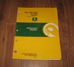 John-Deere-9100-9200-9300-9400-Tractor-Operator-039-s-Owner-039-s-Manual-S-N-30-001