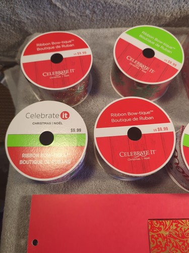 Christmas Craft Ribbon Lot Of 10, 8 Unopened Spools Card See Pics For Patterns - Picture 8 of 22