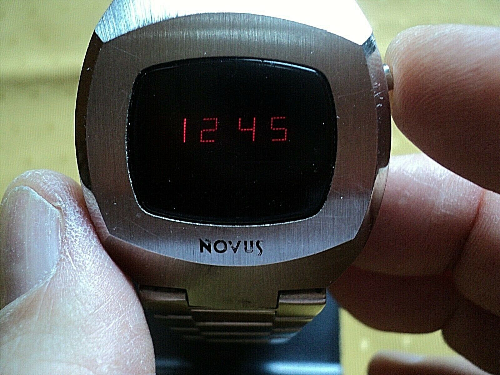 NOVUS DOT MATRIX vintage LED watch ALL Stainless Steel 36x40mm 
