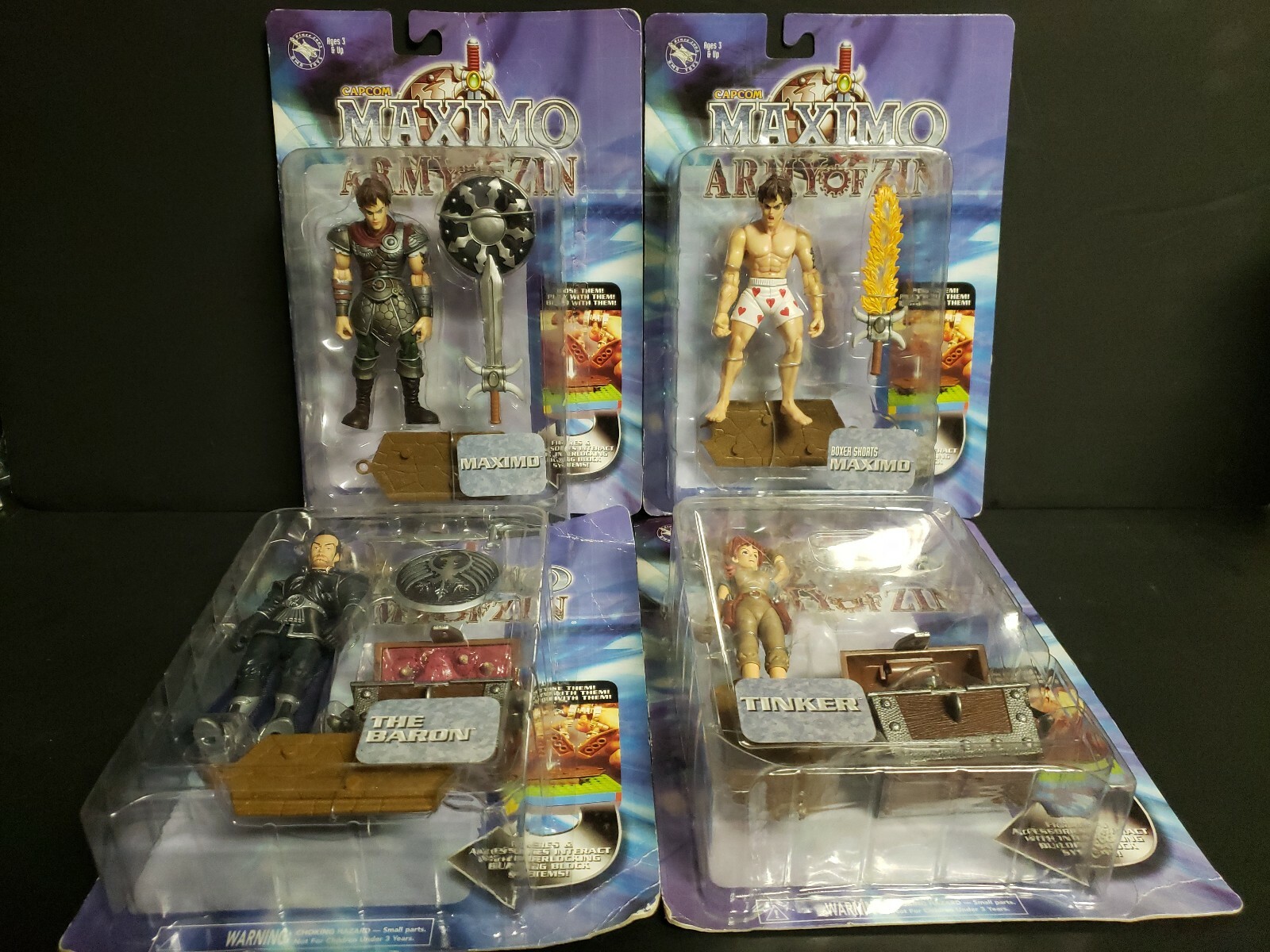 Capcom Maximo Figures - Maximo w Boxer shorts variant, Tinker, The Baron - BMA Capcom Maximo Figures - Maximo w Boxer shorts variant, Tinker, The Baron - BMA