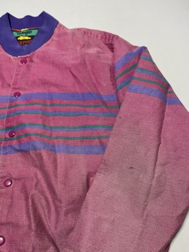 Vintage Wrangler Brush Popper Jacket Mens XXL Pink Striped Cowboy Rodeo AP5 - Picture 2 of 12