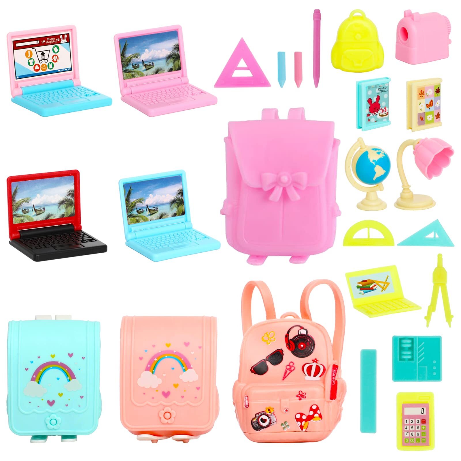 SOTOGO 21 Pieces Doll House School Supplies Mini School Accessories Dollhouse...