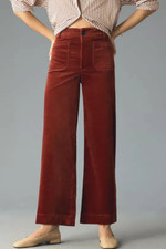 Anthropologie Maeve The Colette Cropped Wide Leg Corduroy Pants 28 NWT Cinnamon