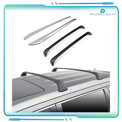 For 2014-2019 Toyota Highlander Limited / XLE Silver Roof Rail + Black Cross Bar