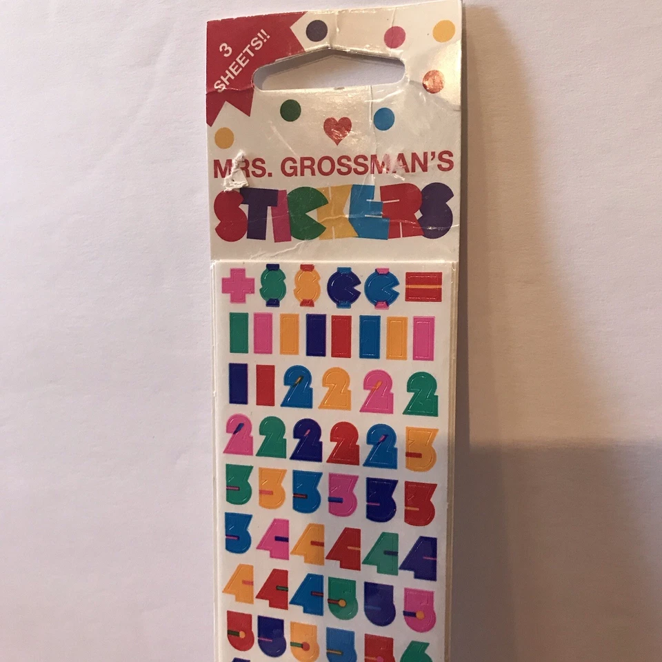 Vtg NOS Mrs. Grossman’s Stickers Strip Small NUMBERS 3 Sheets Package Wear New - Image 2 of 4
