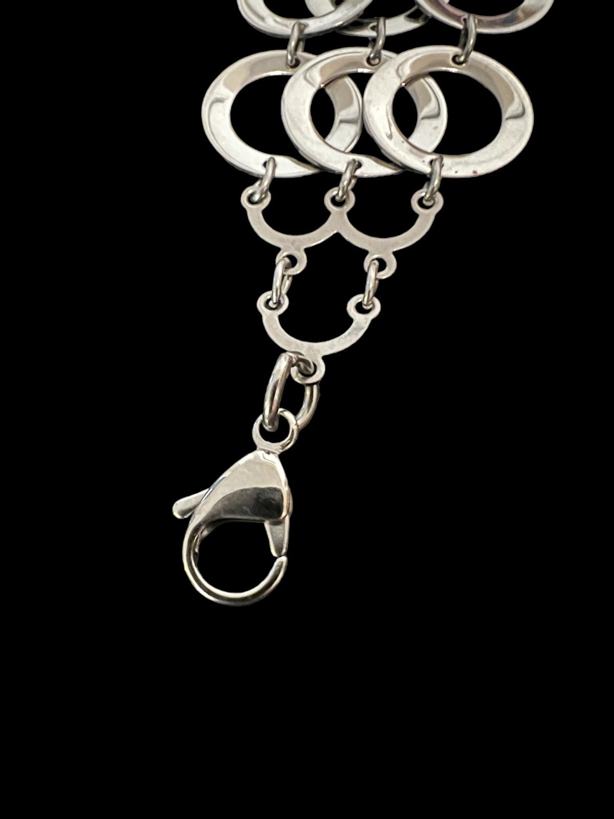 Silvertone Multiple Circle Three Tier Bracelet 7.… - image 5