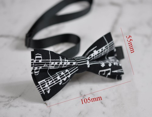 Father Son Match Cotton Black White Sheet Music Notes Pattern Bow Tie Bowtie - Picture 13 of 23