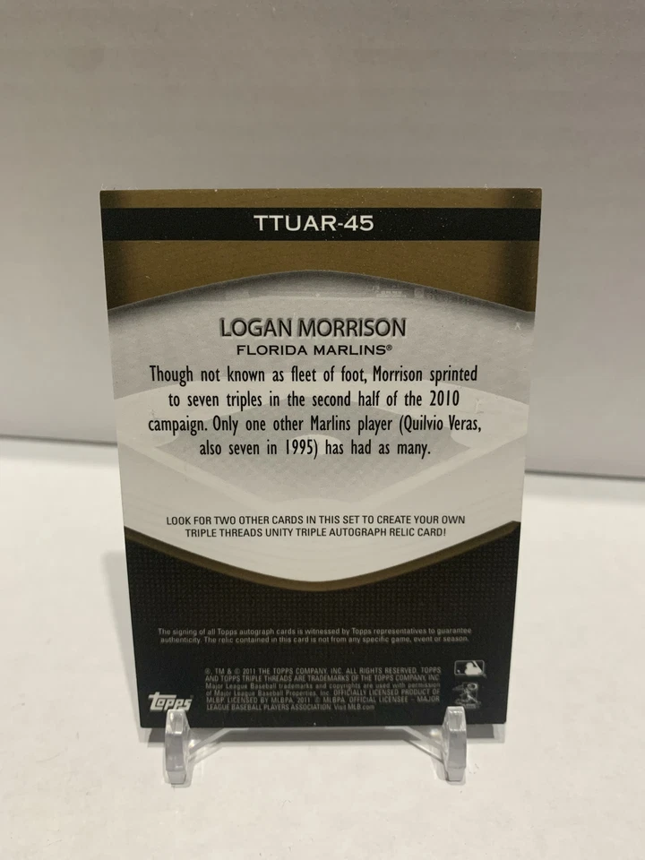 2011 Topps Triple Threads Unity Relic Gold /25 Logan Morrison #TTUAR-45 Auto - Image 2 of 2