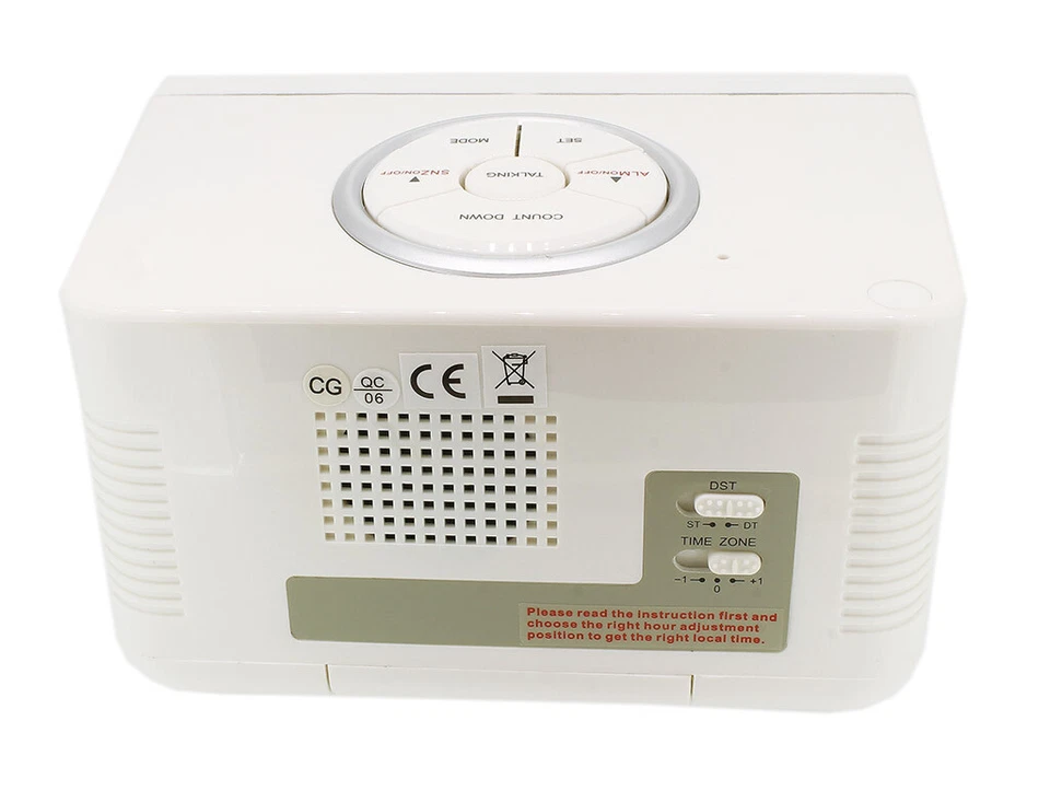 Marschall Habla Radio Despertador Alarma Digital Plástico Blanco Reloj que 34 - Imagen 3 de 3