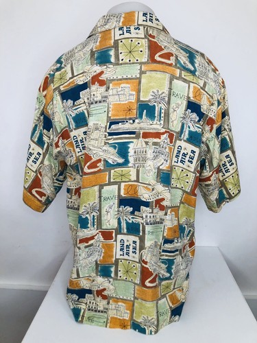 Awesome BURMA BIBAS - Travel Vacation Theme Hawaiian Lg. Aloha SILK Shirt - EXC - Picture 5 of 7