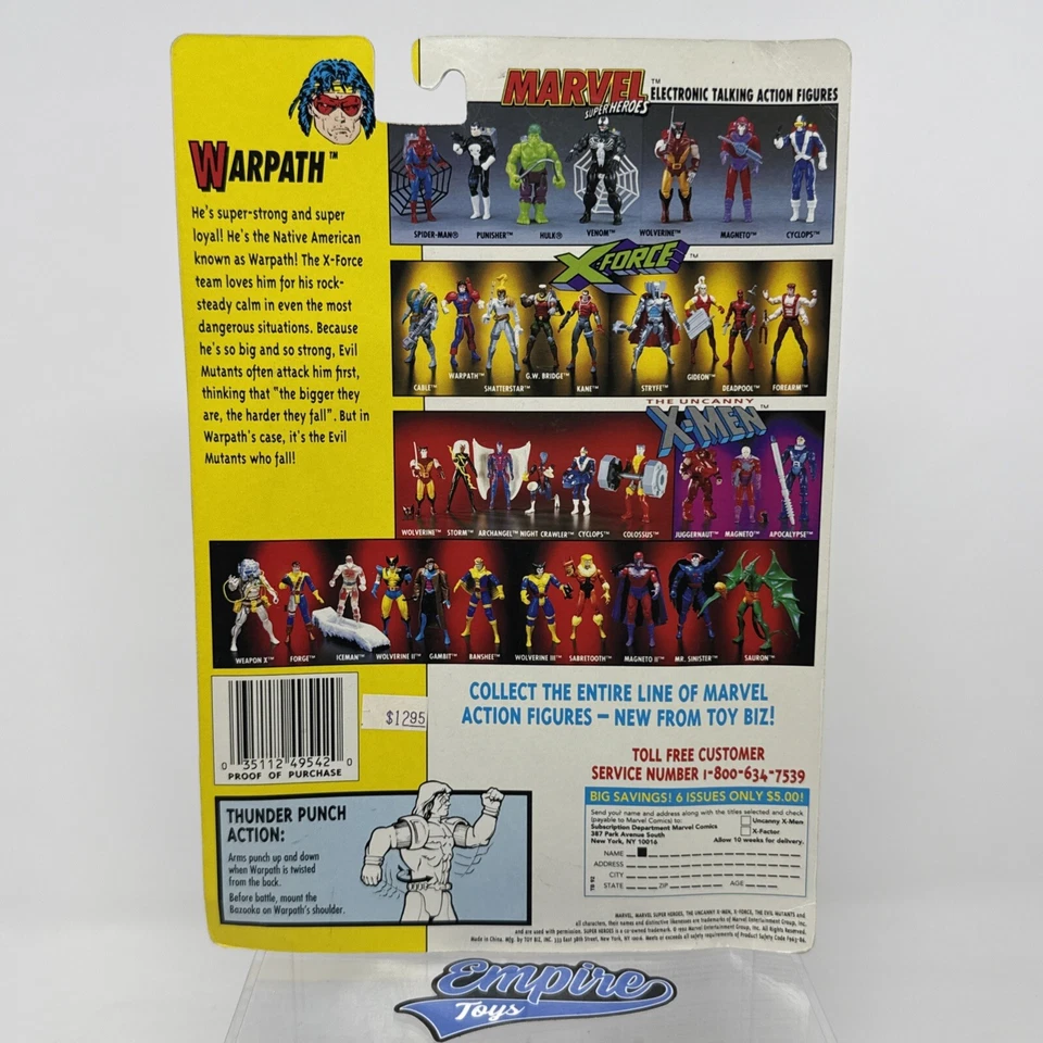Warpath Thunder Punch The Uncanny X-Men X-Force 1992 Toy Biz de colección MOSC Foto 2 de 2