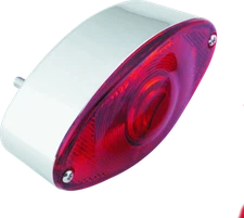 Bikers Choice Chrome Cat Eye Tail Lamp Assembly Red Lens Universal Custom