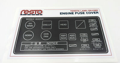 90-97 Toyota Land Cruiser Replacement Fuse Box Decal 60050 80