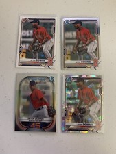 2021 Bowman Jeter Downs Lot (4) Red Sox Base, Chrome, Atomic, Top 100 Insert 
