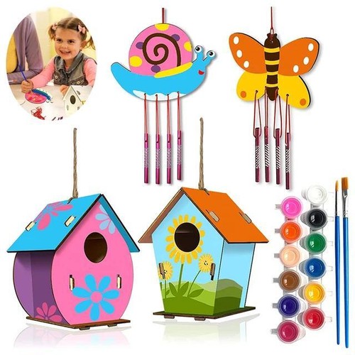 Diy Bird Houses Kits for Kids Crafts Wood for Class Parties and Art Strips Paint - Picture 7 of 8