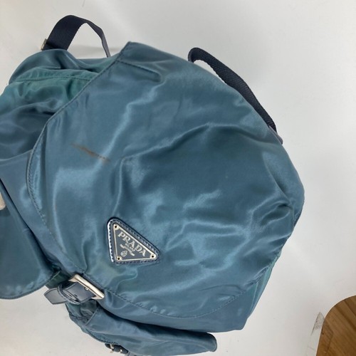 PRADA backpack bag triangle logo triangle logo plate Backpack Nylon blue - Picture 10 of 17