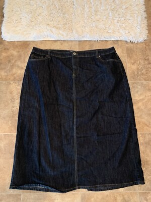 New Cato Dark Long Denim Modest Skirt Size 24W