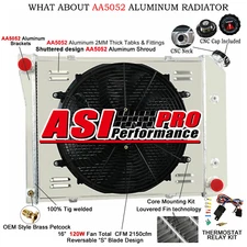 3 Rows Aluminum Radiator+Shroud Fan+Relay Kit For 68-73 Chevy Nova/70-81 Camaro.